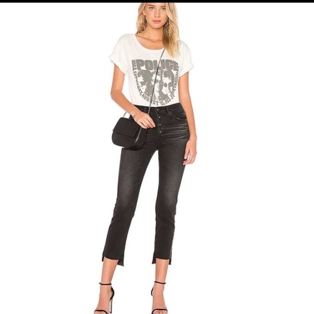 AG Adriano Goldschmied The Isabelle‎ Button Up jeans Black frayed hem 24